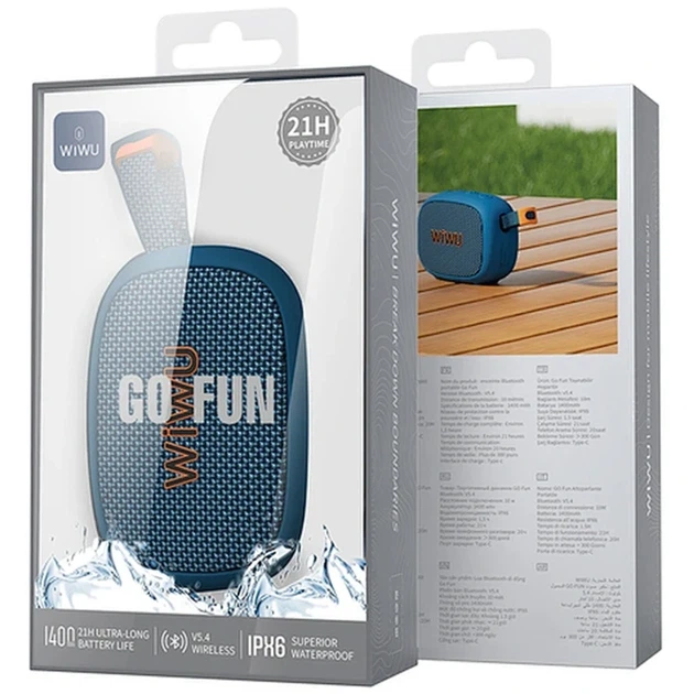 Bluetooth колонка WIWU H1 Go Fun 5 Вт моно IPX6 синяя - изображение 4