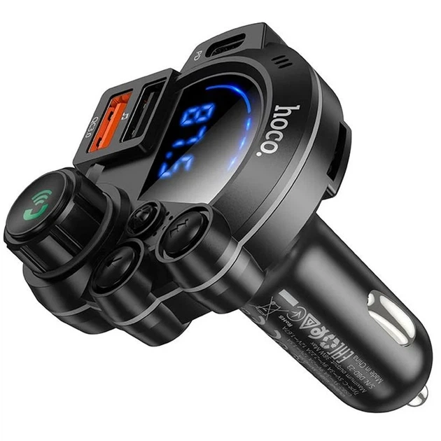 АЗУ FM модулятор Hoco DFM01 38W 2USB-A 1USB-C черный пластик - Фото 5 АЗУ FM модулятор Hoco DFM01 38W 2USB-A 1USB-C черный пластик - изображение 5