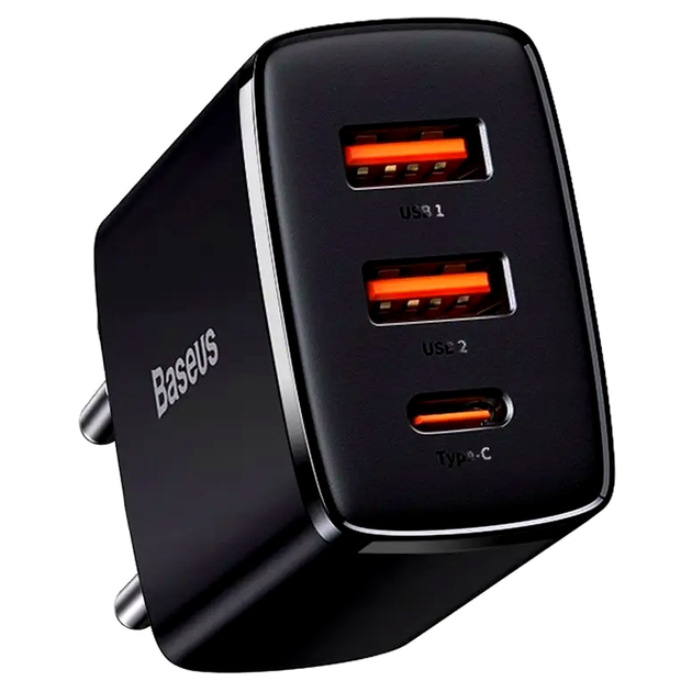 Зарядний пристрій Baseus Compact Quick Charger 30 W з двома USB і USB-C для швидкого заряджання смартфонів і планшетів - Фото 4 Зарядний пристрій Baseus Compact Quick Charger 30 W з двома USB і USB-C для швидкого заряджання смартфонів і планшетів - зображення 4