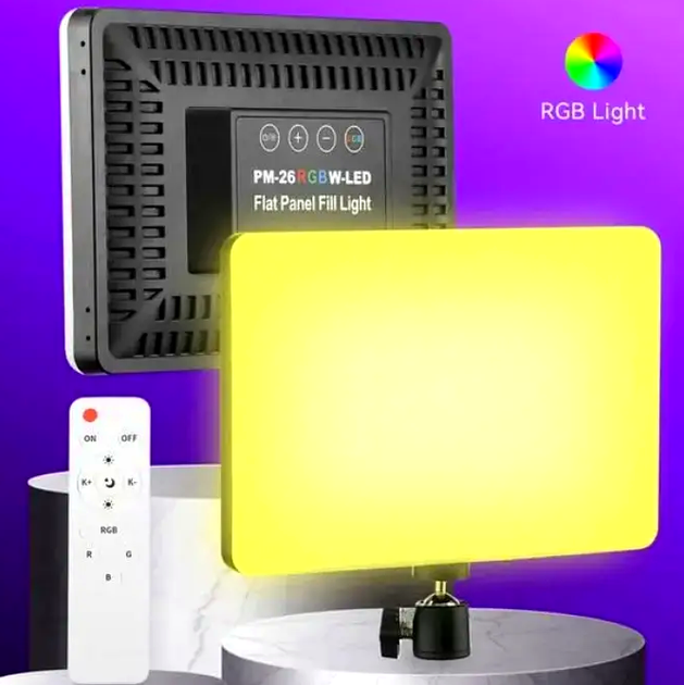 RGB лампа 26 см PM-26 квадратна для блогерів візажистів і контент-мейкерів з пультом і настроюванням кольору - зображення 6
