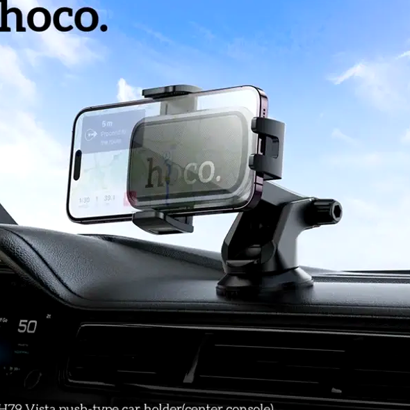Холдер Hoco H79 Vista для автомобіля універсальний кріплення на центральну консоль із поворотом 360 градусів чорний - зображення 8