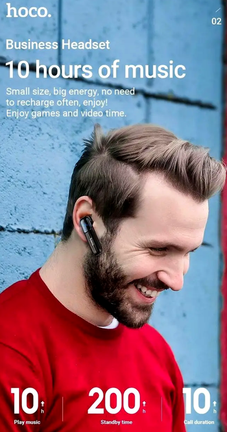 Bluetooth-гарнітура Hoco E57 для ділових дзвінків із якісним звуком і тривалим часом роботи - зображення 10
