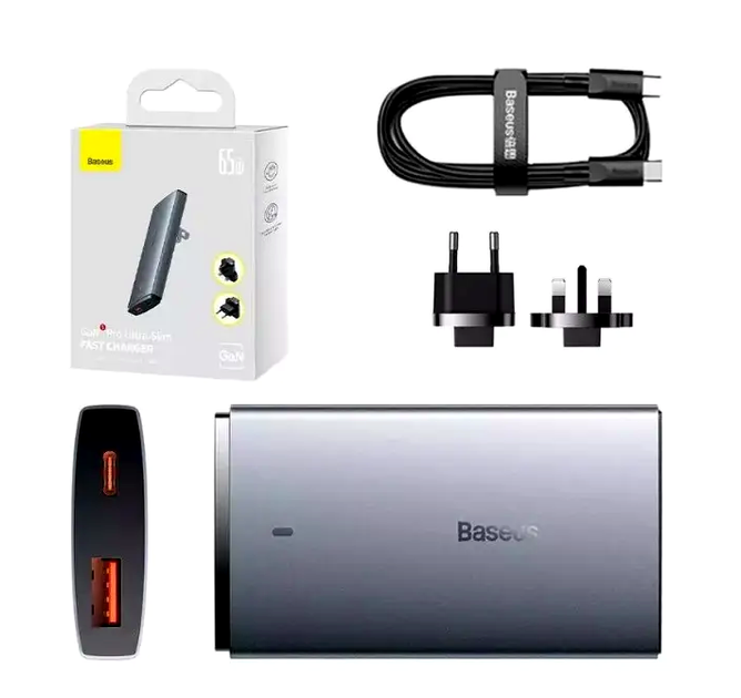 Сетевое зарядное устройство Baseus GaN5 Pro 65W адаптер питания для быстрой зарядки ноутбуков телефонов и планшетов - Фото 3 Сетевое зарядное устройство Baseus GaN5 Pro 65W адаптер питания для быстрой зарядки ноутбуков телефонов и планшетов - изображение 3