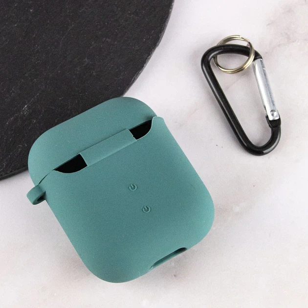 Силиконовый чехол для AirPods 1/2 ударопрочный микрофибра зеленый Pine Green - Фото 4 Силиконовый чехол для AirPods 1/2 ударопрочный микрофибра зеленый Pine Green - изображение 4