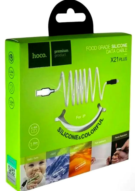 Кабель Hoco X21 Plus Lightning силиконовый для быстрой зарядки и синхронизации устройств 1м черный с белым - Фото 9 Кабель Hoco X21 Plus Lightning силиконовый для быстрой зарядки и синхронизации устройств 1м черный с белым - изображение 9