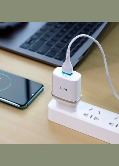 Мережевий зарядний пристрій Hoco C12Q Smart QC3.0 для смартфонів і планшетів зі швидким заряджанням 18 Вт USB Type-C - зображення 7