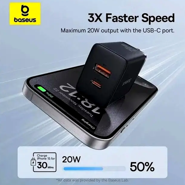 Сетевое зарядное устройство Baseus Super Si Pro Quick Charger 30W для смартфонов и гаджетов с двумя портами USB Type-A Type-C - изображение 9