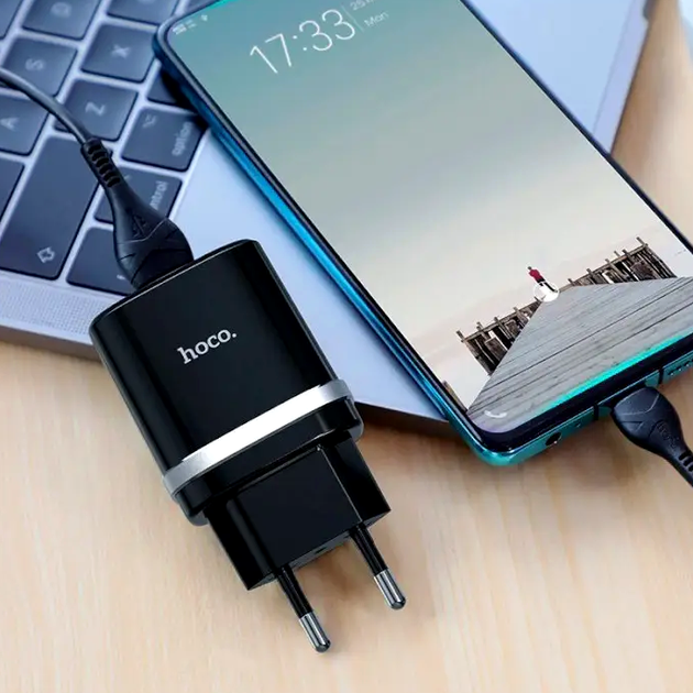 Мережевий зарядний пристрій Hoco C12Q Smart QC3.0 для смартфонів і планшетів зі швидким заряджанням 18 Вт USB Type-C - зображення 8