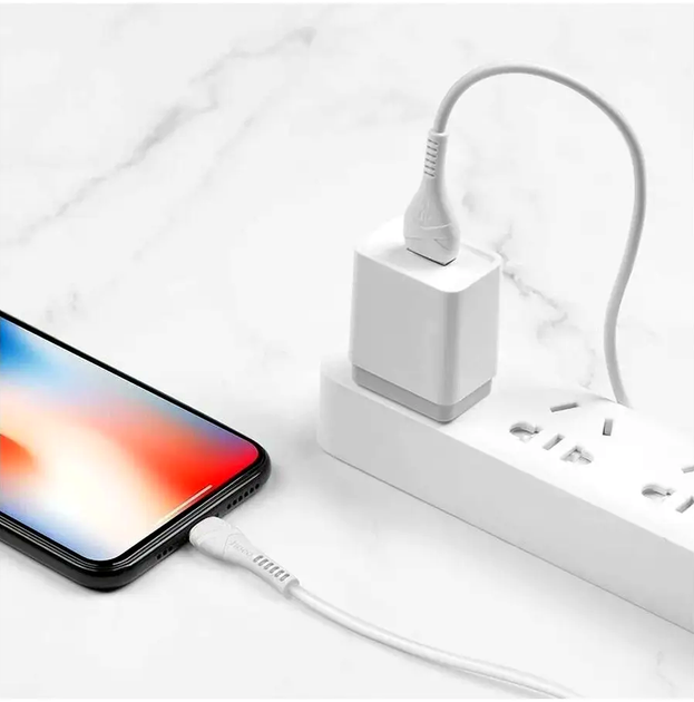 Кабель Hoco X37 Lightning для швидкого заряджання телефонів і планшетів завдовжки 1 метр із мідним осердям білий - Фото 7 Кабель Hoco X37 Lightning для швидкого заряджання телефонів і планшетів завдовжки 1 метр із мідним осердям білий - зображення 7