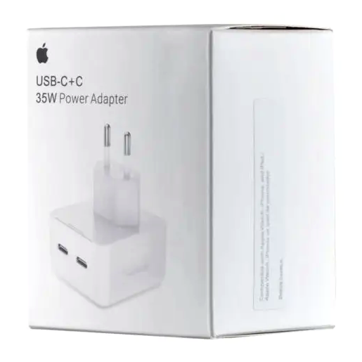 Сетевое зарядное устройство Apple 35W Dual USB-C адаптер для быстрой зарядки iPhone iPad MacBook с кабелем Type-C на Lightning - изображение 4