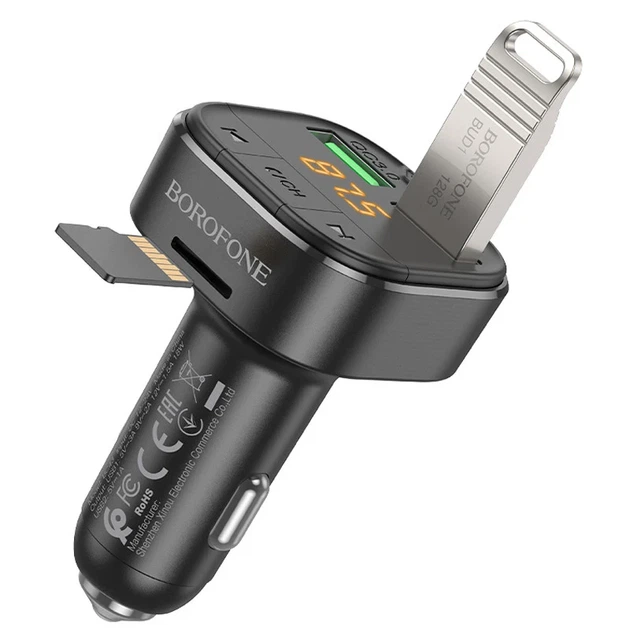 АЗУ FM модулятор Borofone BC43 Flash 18W QC3.0 2USB-A черный - изображение 4