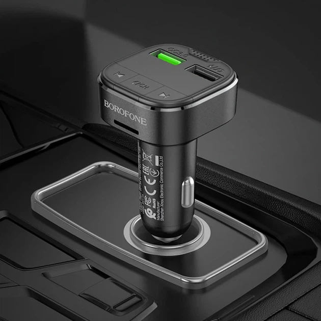 АЗУ FM модулятор Borofone BC43 Flash 18W QC3.0 2USB-A черный - изображение 8