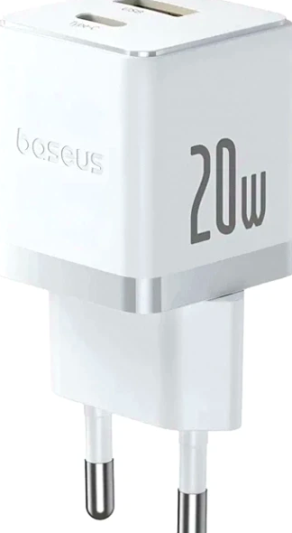 Мережевий зарядний пристрій Baseus Palm Fast Charger 20 W для смартфонів і планшетів із двома портами USB Type-C і USB-A - Фото 5 Мережевий зарядний пристрій Baseus Palm Fast Charger 20 W для смартфонів і планшетів із двома портами USB Type-C і USB-A - зображення 5