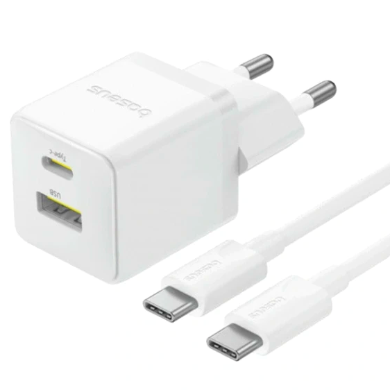 Мережевий зарядний пристрій Baseus Palm Fast Charger 20 W для смартфонів і планшетів із двома портами USB Type-C і USB-A - Фото 7 Мережевий зарядний пристрій Baseus Palm Fast Charger 20 W для смартфонів і планшетів із двома портами USB Type-C і USB-A - зображення 7