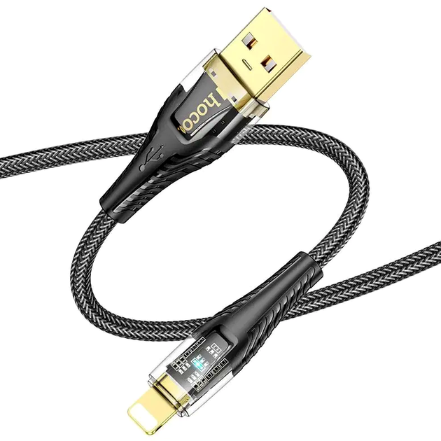 Кабель Hoco U121 для зарядки и передачи данных с коннекторами Type C и Lightning длиной 1.2 метра черный - изображение 6