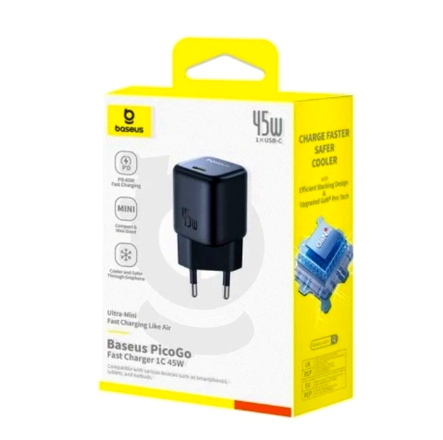 Зарядное устройство Baseus PicoGo GaN 45W USB Type-C для быстрой зарядки смартфонов и планшетов - изображение 2
