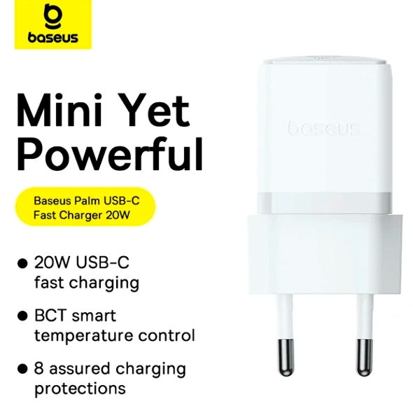 ЗЗП Baseus Palm зарядний пристрій 20 W USB Type-C для швидкого заряджання смартфонів і планшетів - Фото 5 ЗЗП Baseus Palm зарядний пристрій 20 W USB Type-C для швидкого заряджання смартфонів і планшетів - зображення 5