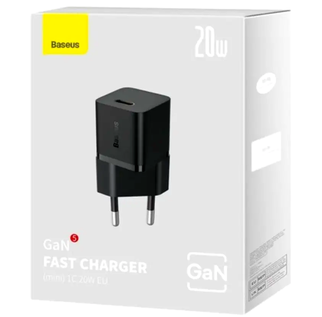 Сетевое зарядное устройство Baseus GaN5 20W USB Type-C для быстрой зарядки смартфонов планшетов и гаджетов - Фото 2 Сетевое зарядное устройство Baseus GaN5 20W USB Type-C для быстрой зарядки смартфонов планшетов и гаджетов - изображение 2