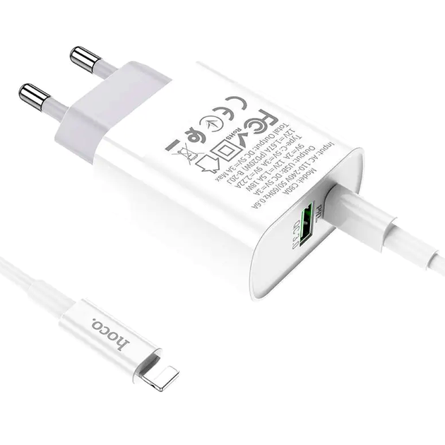 Мережевий зарядний пристрій Hoco C80A PD 20W QC3.0 для смартфонів швидкий і безпечний зарядний пристрій із двома портами - Фото 6 Мережевий зарядний пристрій Hoco C80A PD 20W QC3.0 для смартфонів швидкий і безпечний зарядний пристрій із двома портами - зображення 6