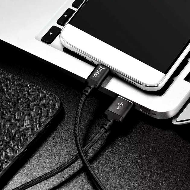 Кабель Hoco X14 Micro USB для швидкого заряджання та синхронізації пристроїв із ПК чорний 1 метр 2 ампери - Фото 4 Кабель Hoco X14 Micro USB для швидкого заряджання та синхронізації пристроїв із ПК чорний 1 метр 2 ампери - зображення 4