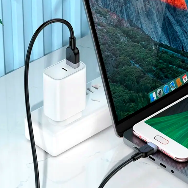 Кабель Hoco X109 Micro USB для заряджання та передавання даних силіконовий чорний 1 метр 2.4 А - зображення 5
