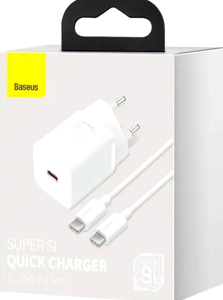 Сетевое зарядное устройство Baseus Super Si Quick Charger 25W с кабелем Type-C для быстрой зарядки устройств - Фото 2 Сетевое зарядное устройство Baseus Super Si Quick Charger 25W с кабелем Type-C для быстрой зарядки устройств - изображение 2