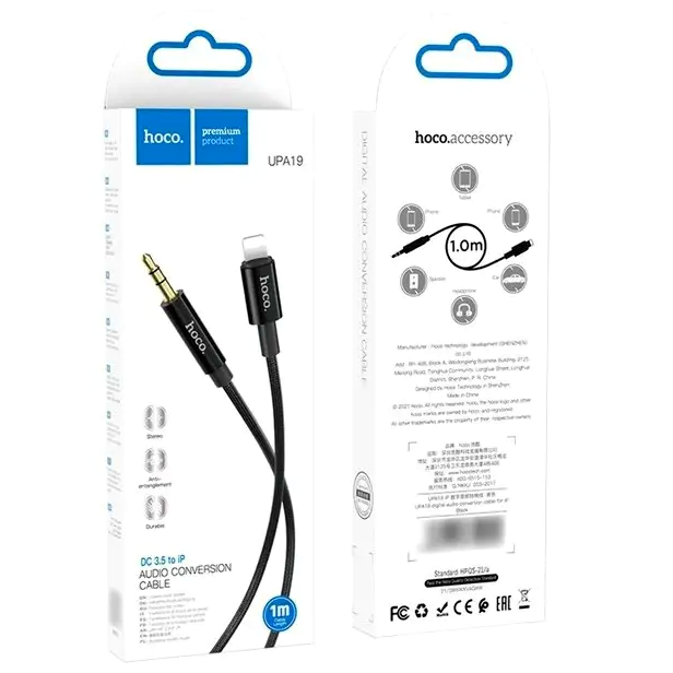 Кабель Hoco UPA19 AUX Lightning для смартфонів і планшетів цифровий аудіоперехідник довжина 1 м чорний - зображення 4