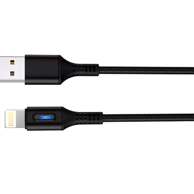 Кабель Hoco U79 Lightning для зарядки и передачи данных с функцией автоматического отключения 1 2 метра черный - изображение 8