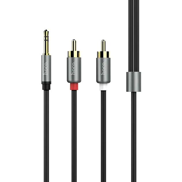 Кабель Hoco UPA10 RCA 3.5 mm аудіокабель для під'єднання музики з позолоченими конекторами сірий - зображення 6