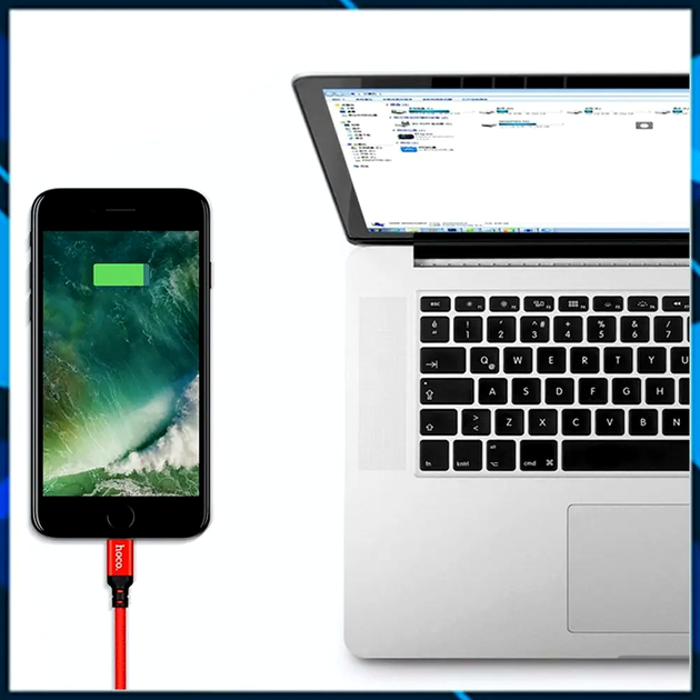 Кабель Hoco X14 Lightning для заряджання та синхронізації пристроїв з USB довжина 1 метр сила струму 2 ампера червоний чорний - Фото 9 Кабель Hoco X14 Lightning для заряджання та синхронізації пристроїв з USB довжина 1 метр сила струму 2 ампера червоний чорний - зображення 9