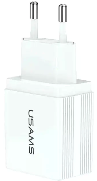 Сетевое зарядное устройство USAMS CC090 T24 2.1A двойное USB для быстрой зарядки смартфонов и планшетов белое - изображение 6