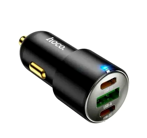 Автомобильное зарядное устройство Hoco NZ6 PD45W 3 порта для быстрой зарядки смартфонов и планшетов с USB Type-C и Type-A - Фото 6 Автомобильное зарядное устройство Hoco NZ6 PD45W 3 порта для быстрой зарядки смартфонов и планшетов с USB Type-C и Type-A - изображение 6