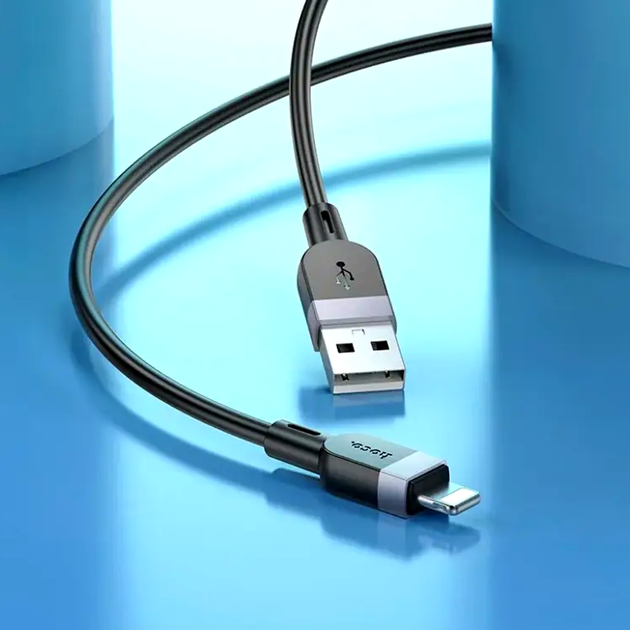 Кабель Hoco X109 Energy силіконовий для заряджання та передавання даних Lightning 3 метри чорний з L-подібним конектором - Фото 6 Кабель Hoco X109 Energy силіконовий для заряджання та передавання даних Lightning 3 метри чорний з L-подібним конектором - зображення 6