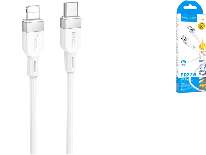 Кабель Hoco X109 Energy PD силиконовый для зарядки и передачи данных iPhone iPad с разъемами Type-C Lightning 27 Вт 1 м - Фото 8 Кабель Hoco X109 Energy PD силиконовый для зарядки и передачи данных iPhone iPad с разъемами Type-C Lightning 27 Вт 1 м - изображение 8