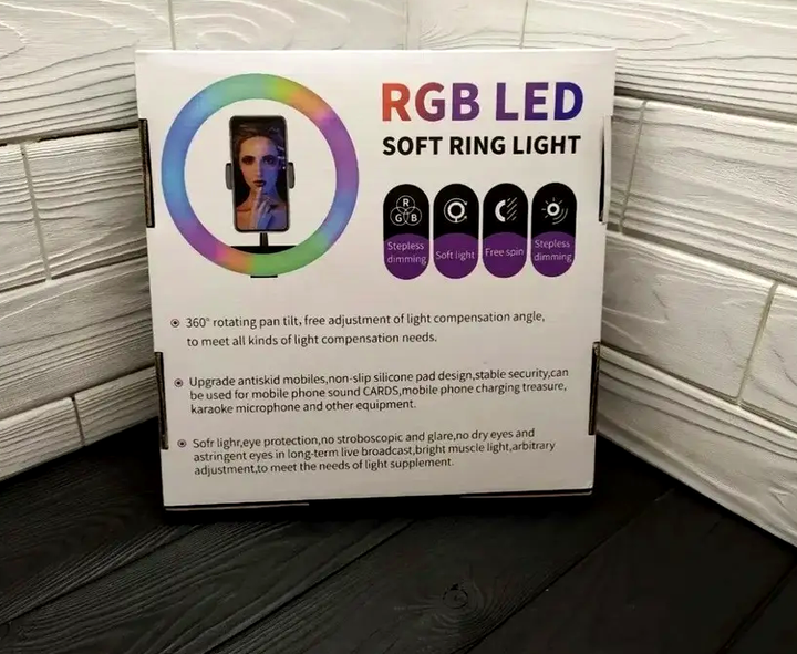 Кільцева RGB лампа 26 см MJ26 чорна для створення світла та освітлення в фото та відеозніманні - зображення 7