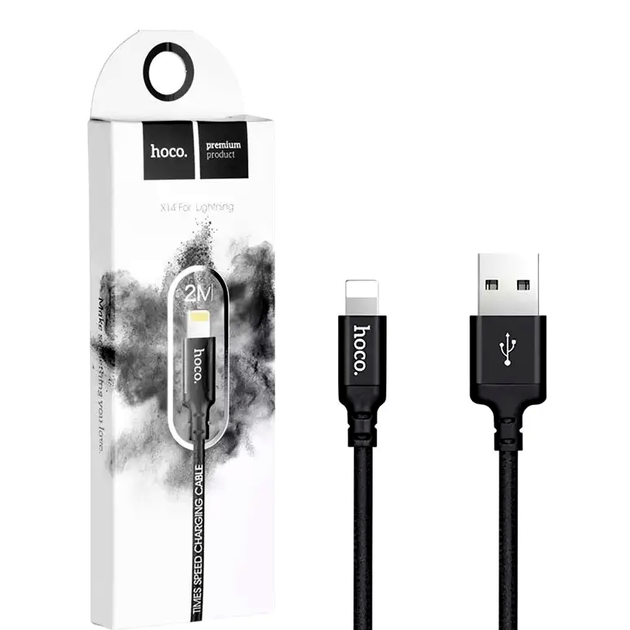 Кабель Hoco X14 Lightning для швидкого заряджання та синхронізації пристроїв з USB довжина 2 метри чорний - Фото 5 Кабель Hoco X14 Lightning для швидкого заряджання та синхронізації пристроїв з USB довжина 2 метри чорний - зображення 5