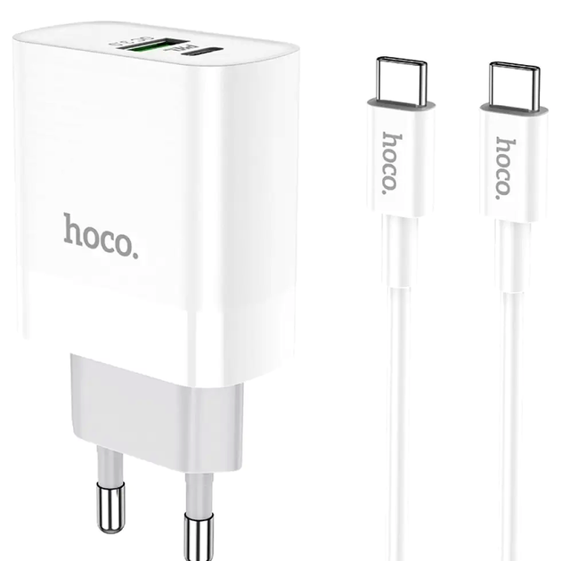Мережевий зарядний пристрій Hoco C80A Rapido PD20W і QC3.0 для смартфонів планшетів із двома портами Type-C і USB - зображення 6
