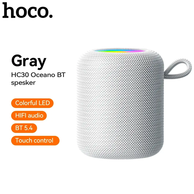 Портативная Bluetooth колонка Hoco HC30 Oceano для музыки и подкастов с FM радио и функцией TWS серый - изображение 8