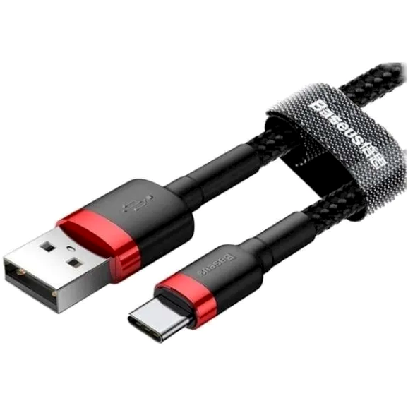 Кабель Baseus USB Type-C для заряджання та передавання даних 3 A 1 м чорний і червоний - Фото 2 Кабель Baseus USB Type-C для заряджання та передавання даних 3 A 1 м чорний і червоний - зображення 2