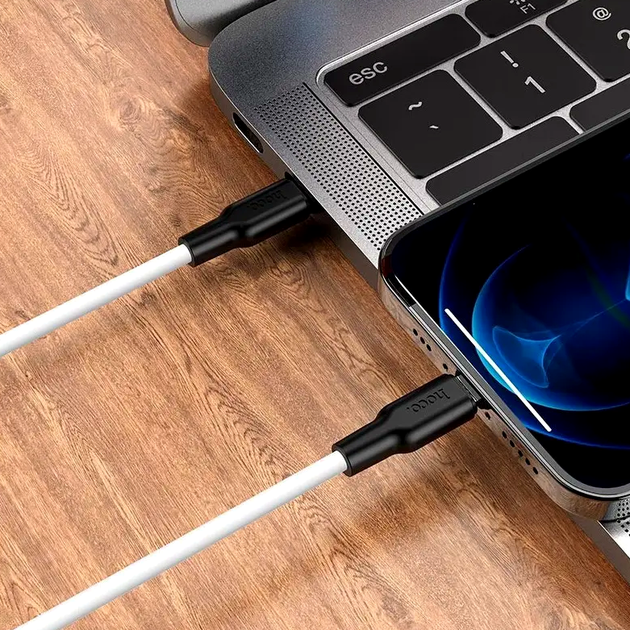 Кабель Hoco X21 Plus Silicone Lightning для заряджання та передавання даних 1 м чорний і білий із високою пропускною здатністю - Фото 2 Кабель Hoco X21 Plus Silicone Lightning для заряджання та передавання даних 1 м чорний і білий із високою пропускною здатністю - зображення 2