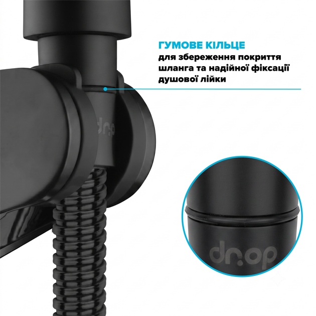 Шланг для душа DROP SH-HM150-MID-BL - из нержавеющей стали 150 см черный - изображение 6