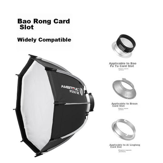 Восьмиугольный софтбокс AMBITFUL PS30SE с глубоким отверстием и сетчатой структурой, портативный мини-софтбокс, подходит для заполняющего света в прямых трансляциях, совместим с Shengniu SL150III/Yongnuo Lux100. - изображение 11