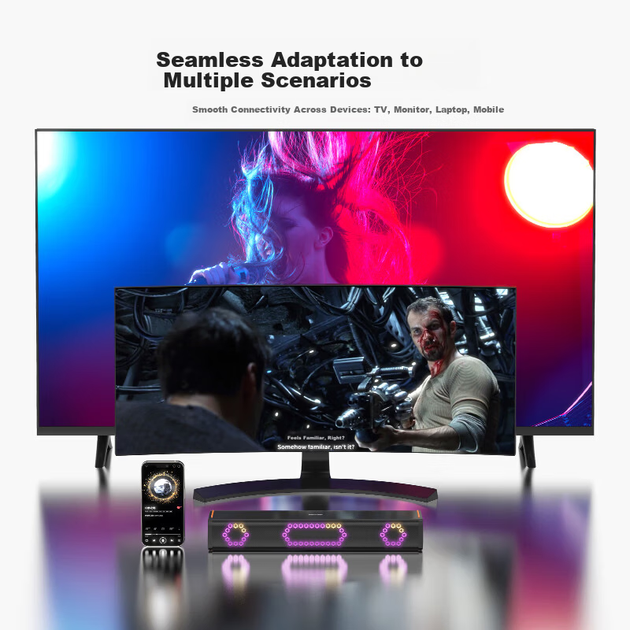 PHILIPS Саундбар RGB Міні 2.0-канальний динамік для телевізора Комп'ютерні ігри Бездротовий Bluetooth настільний динамік TAB3120/93 - зображення 5