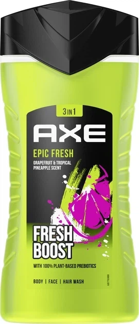 Гель для душа AXE Epic Fresh 3в1 (аромат тропического ананаса и грейпфрута), 250 мл - Фото 1 Гель для душа AXE Epic Fresh 3в1 (аромат тропического ананаса и грейпфрута), 250 мл - изображение 1