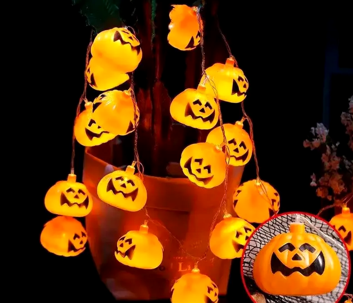 Гирлянда Halloween Pumpkin 20 ламп для украшения интерьера на Хэллоуин с прозрачным проводом - изображение 5