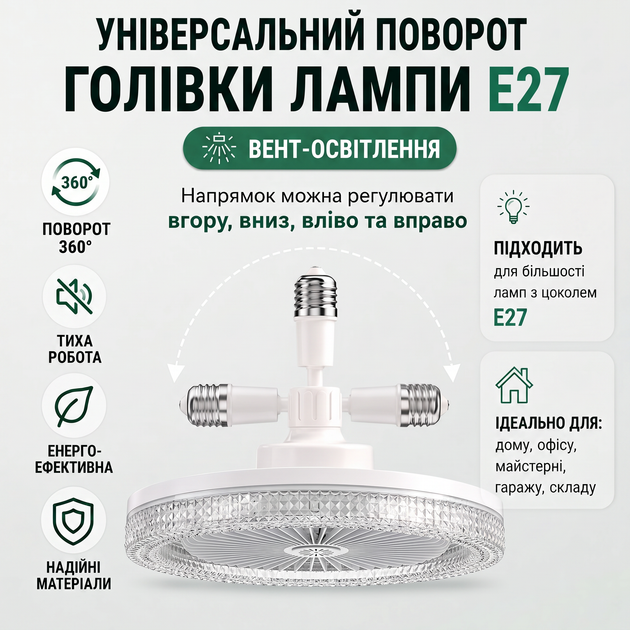 Светодиодная потолочная LED лампа вентилятор с цоколем в патрон пульта управления светильник люстра вентилятор со светом - изображение 5