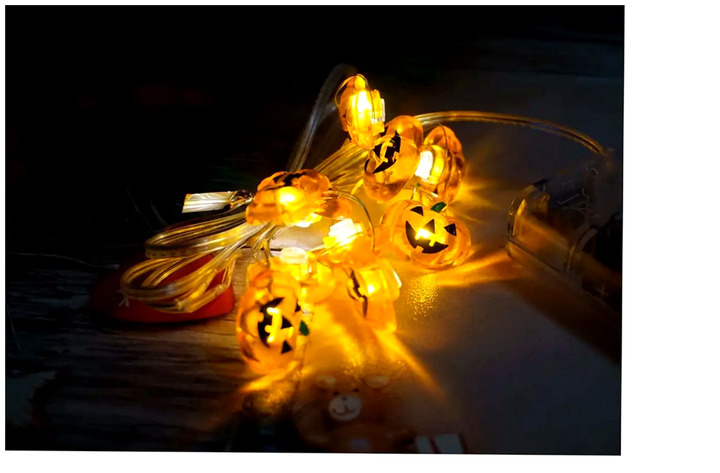 Гирлянда на батарейках Halloween Pumpkin 20 ламп для украшения интерьера на Хэллоуин оранжевая 2 метра - изображение 10