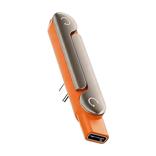 Адаптер перехідник USB Type-C на Type-C 240W зі складаною підставкою orange - Фото 1 Адаптер перехідник USB Type-C на Type-C 240W зі складаною підставкою orange - зображення 1