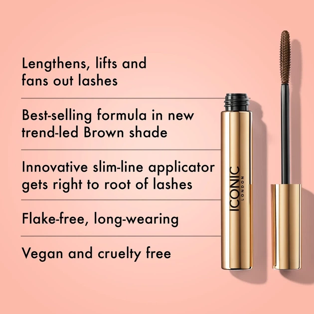 Тушь для ресниц Iconic London Triple Threat Mascara Brown коричневая 9ml - изображение 6