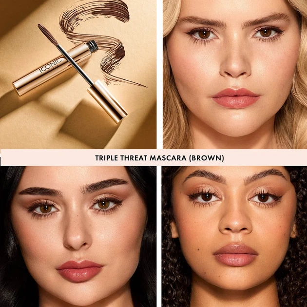Тушь для ресниц Iconic London Triple Threat Mascara Brown коричневая 9ml - изображение 8
